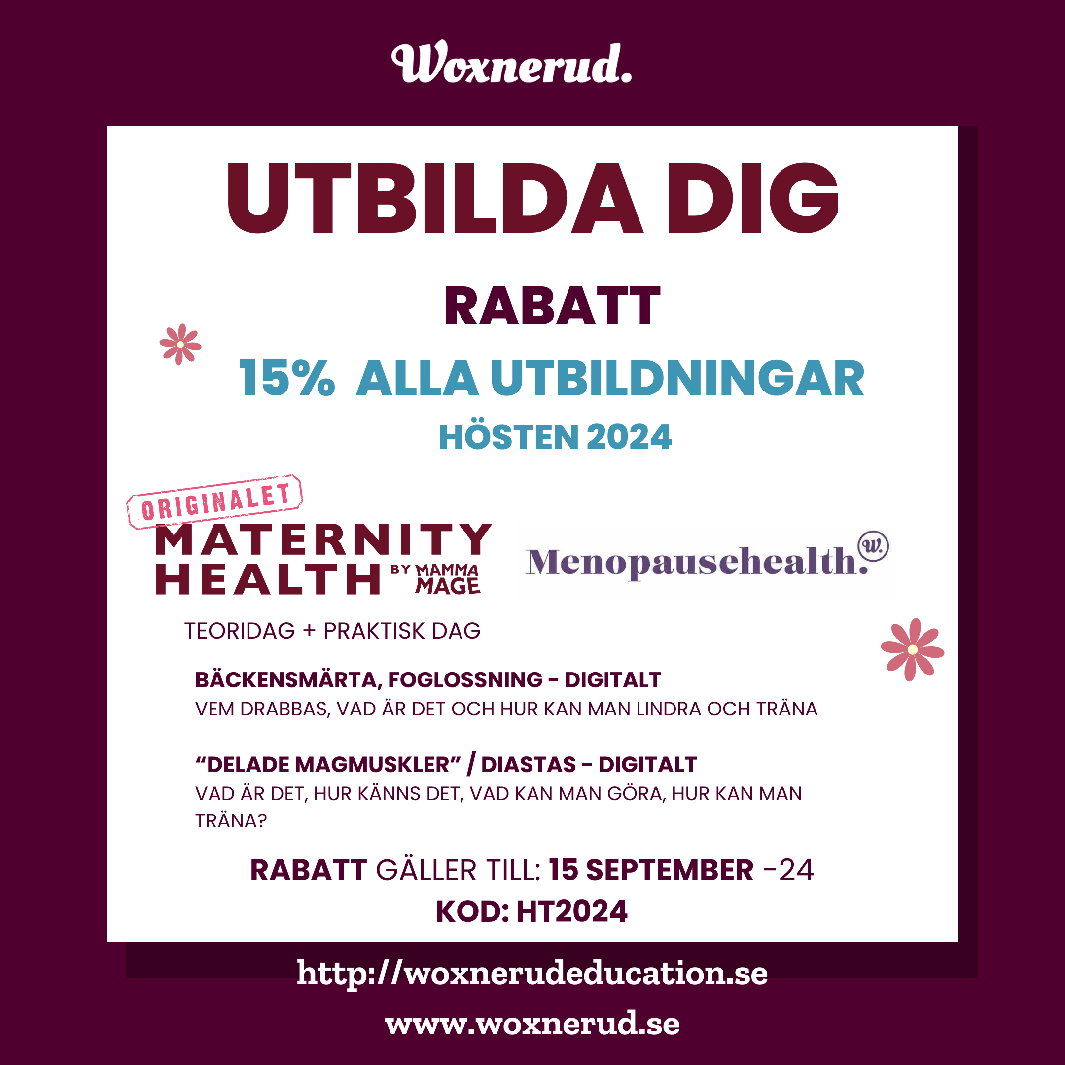 15% rabatt på utbildningar